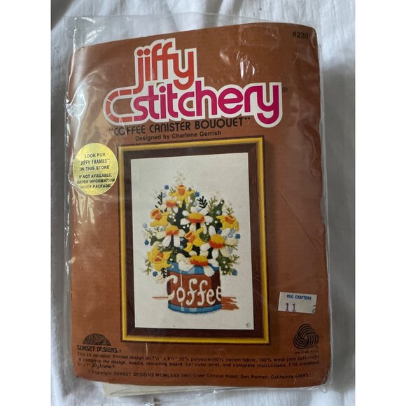 Jiffy Stitchery Coffee Canister Bouquet Needlepoint Kit Designed By Charlene Ger - Picture 11 of 14